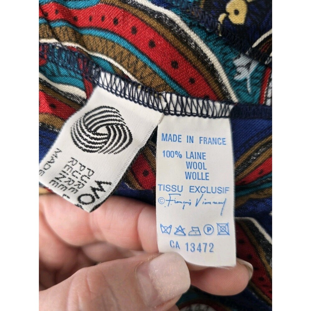 Vtg François Viannay Paris Anastasia Blouse Women’s 36 (S) 100% Wool Paisley - Picture 9 of 12